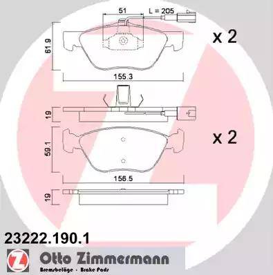 Zimmermann 23222.190.1 - Əyləc altlığı dəsti, əyləc diski furqanavto.az