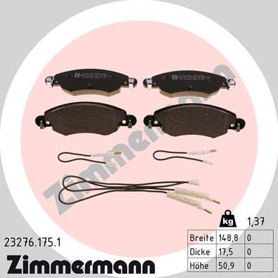 Zimmermann 23276.175.1 - Əyləc altlığı dəsti, əyləc diski furqanavto.az