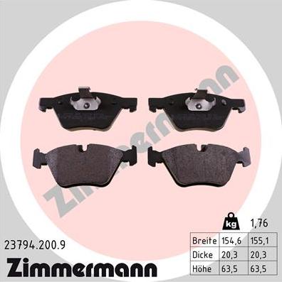 Zimmermann 23794.200.9 - Əyləc altlığı dəsti, əyləc diski furqanavto.az