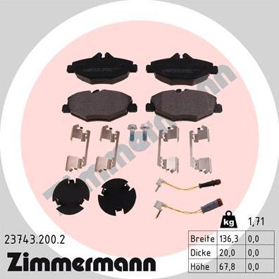 Zimmermann 23743.200.2 - Əyləc altlığı dəsti, əyləc diski furqanavto.az