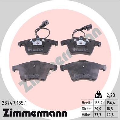 Zimmermann 23747.185.1 - Əyləc altlığı dəsti, əyləc diski furqanavto.az