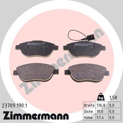 Zimmermann 23709.190.1 - Əyləc altlığı dəsti, əyləc diski furqanavto.az