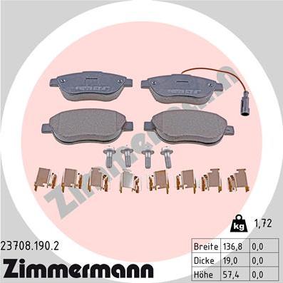 Zimmermann 23708.190.2 - Əyləc altlığı dəsti, əyləc diski furqanavto.az