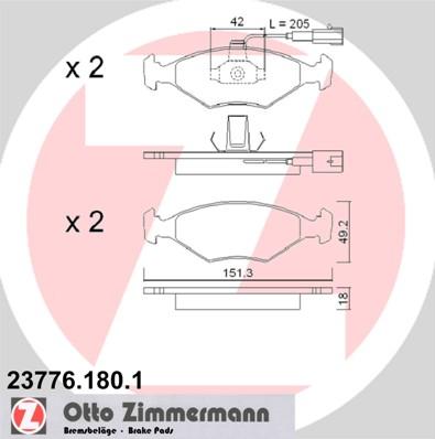 Zimmermann 23776.180.1 - Əyləc altlığı dəsti, əyləc diski furqanavto.az