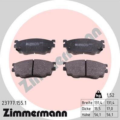 Zimmermann 23777.155.1 - Əyləc altlığı dəsti, əyləc diski furqanavto.az