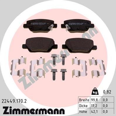 Zimmermann 22449.170.2 - Əyləc altlığı dəsti, əyləc diski furqanavto.az