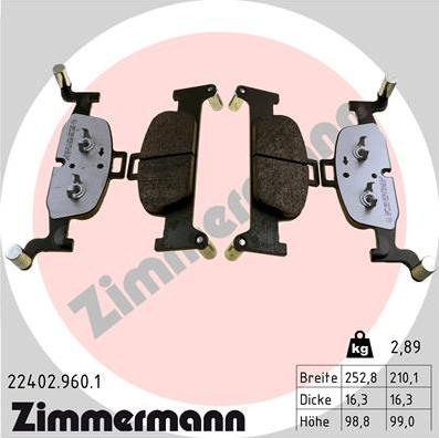 Zimmermann 22402.960.1 - Əyləc altlığı dəsti, əyləc diski furqanavto.az
