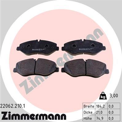 Zimmermann 22062.210.1 - Əyləc altlığı dəsti, əyləc diski furqanavto.az