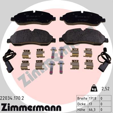 Zimmermann 22034.170.2 - Əyləc altlığı dəsti, əyləc diski furqanavto.az