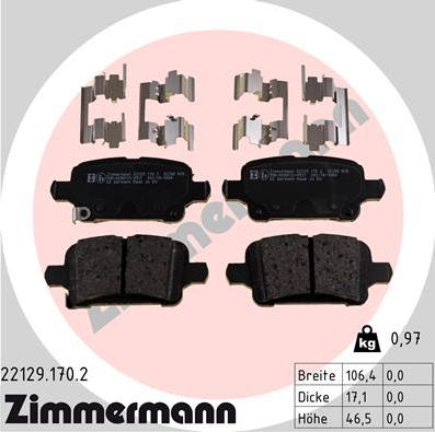 Zimmermann 22129.170.2 - Əyləc altlığı dəsti, əyləc diski furqanavto.az