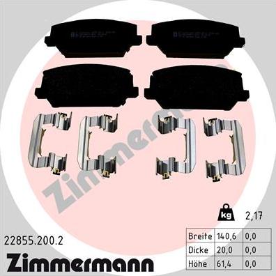 Zimmermann 22855.200.2 - Əyləc altlığı dəsti, əyləc diski furqanavto.az