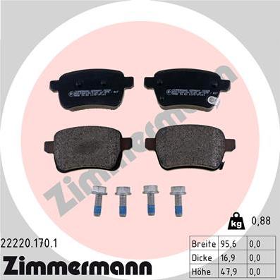 Zimmermann 22220.170.1 - Əyləc altlığı dəsti, əyləc diski furqanavto.az