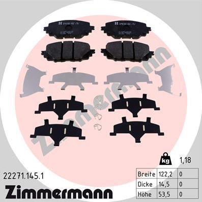 Zimmermann 22271.145.1 - Əyləc altlığı dəsti, əyləc diski furqanavto.az