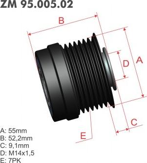 ZM ZM 95.005.02 - Kasnak, alternator, sərbəst dönərli mufta furqanavto.az