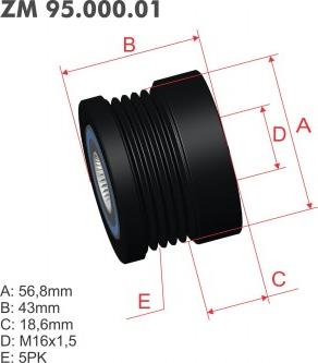 ZM ZM 95.000.01 - Kasnak, alternator, sərbəst dönərli mufta furqanavto.az