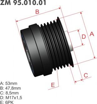 ZM ZM 95.010.01 - Kasnak, alternator, sərbəst dönərli mufta furqanavto.az