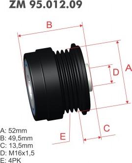 ZM ZM 95.012.09 - Kasnak, alternator, sərbəst dönərli mufta furqanavto.az