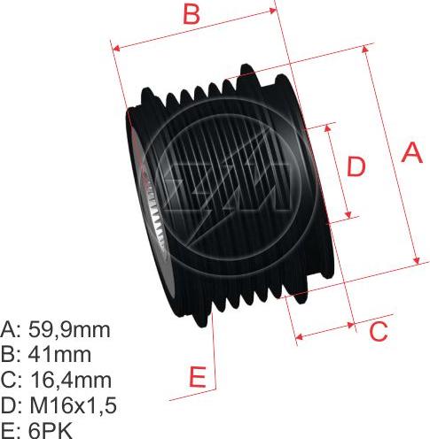 ZM ZM 96.005.41 - Kasnak, alternator, sərbəst dönərli mufta furqanavto.az