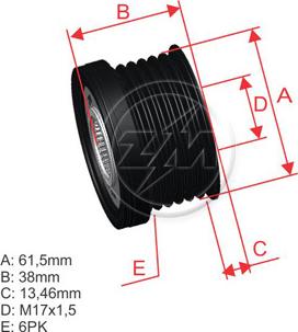 ZM ZM 96.005.16 - Kasnak, alternator, sərbəst dönərli mufta furqanavto.az