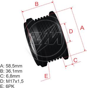 ZM ZM 96.005.12 - Kasnak, alternator, sərbəst dönərli mufta furqanavto.az