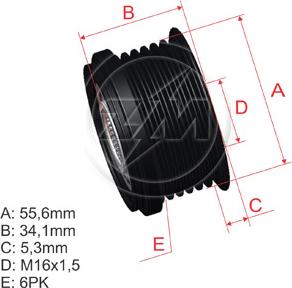 ZM ZM 96.000.38 - Kasnak, alternator, sərbəst dönərli mufta furqanavto.az