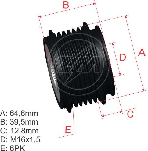 ZM ZM 96.001.05 - Kasnak, alternator, sərbəst dönərli mufta furqanavto.az