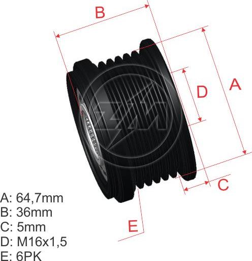 ZM ZM 96.008.07 - Kasnak, alternator, sərbəst dönərli mufta furqanavto.az