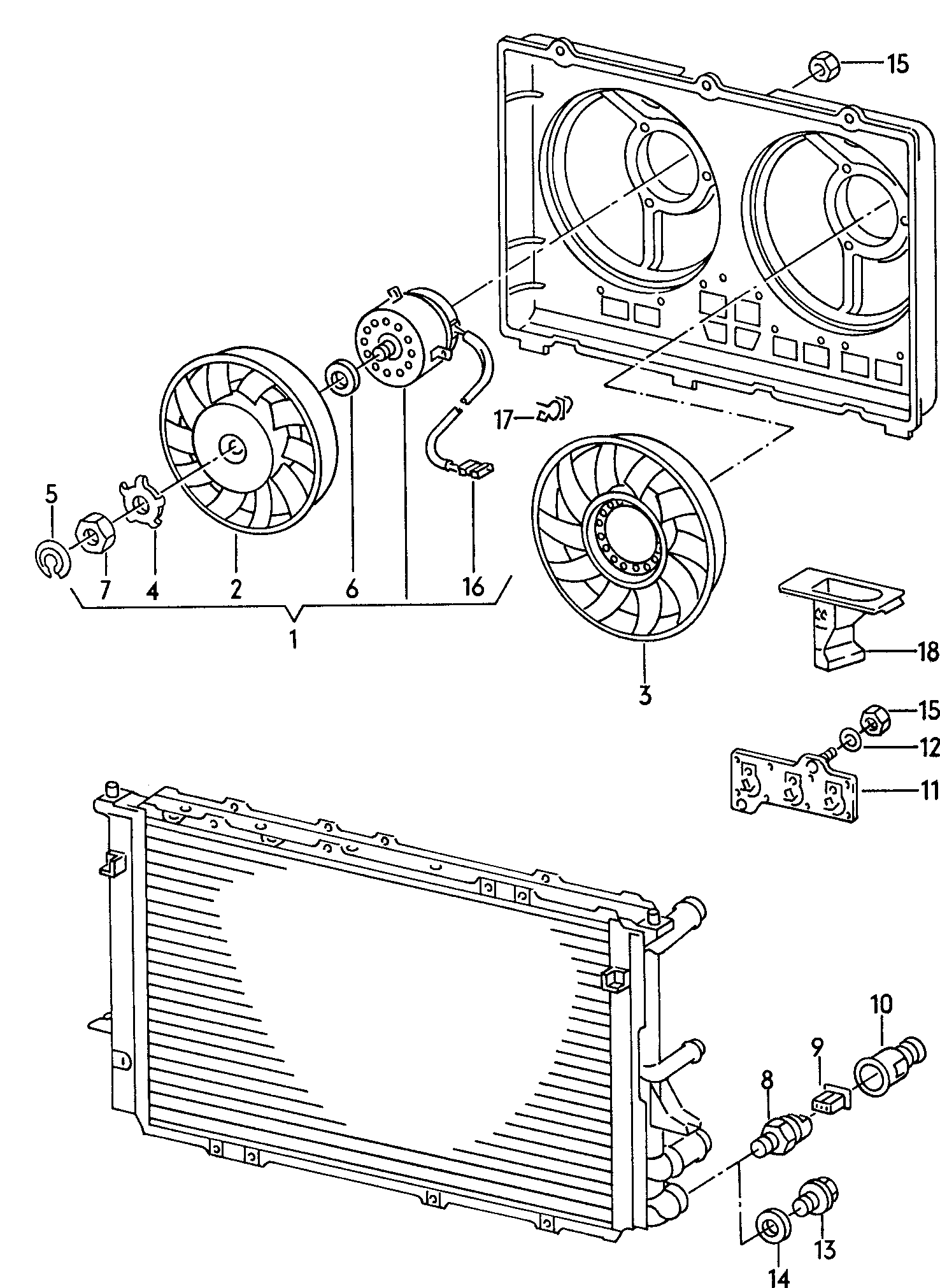 VAG 4A0 959 455 B - Fen, radiator furqanavto.az