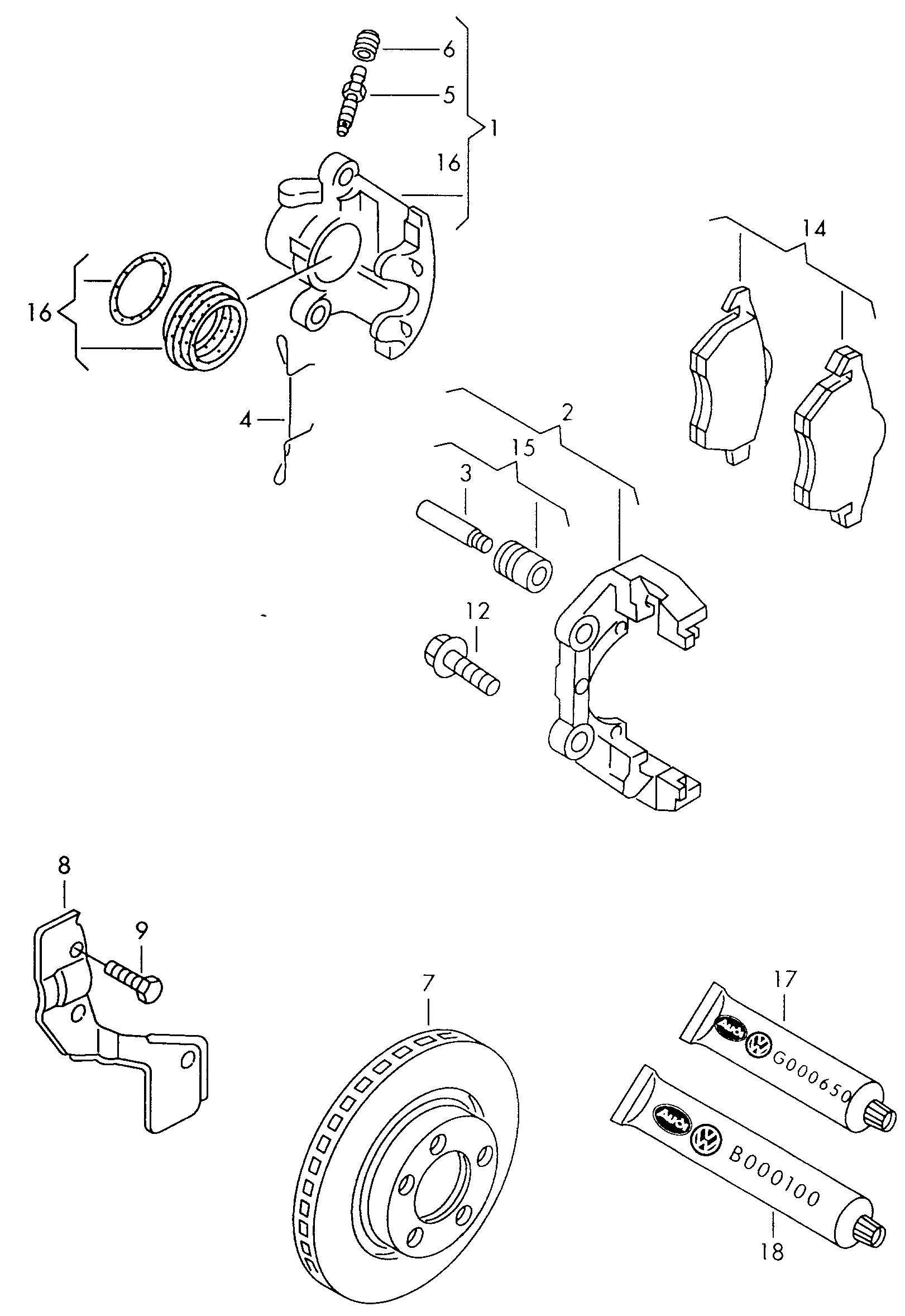 VAG 4B0 698 151 B - Əyləc altlığı dəsti, əyləc diski furqanavto.az