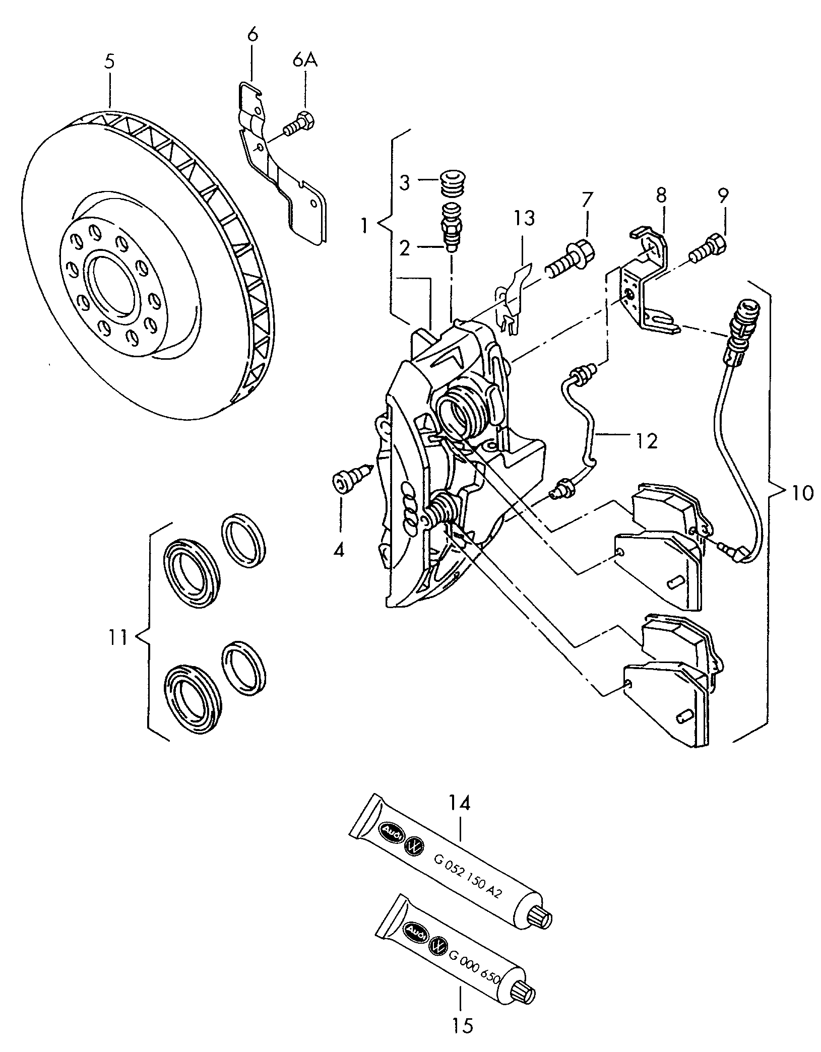 VW 4D0 698 151 E - Əyləc altlığı dəsti, əyləc diski furqanavto.az