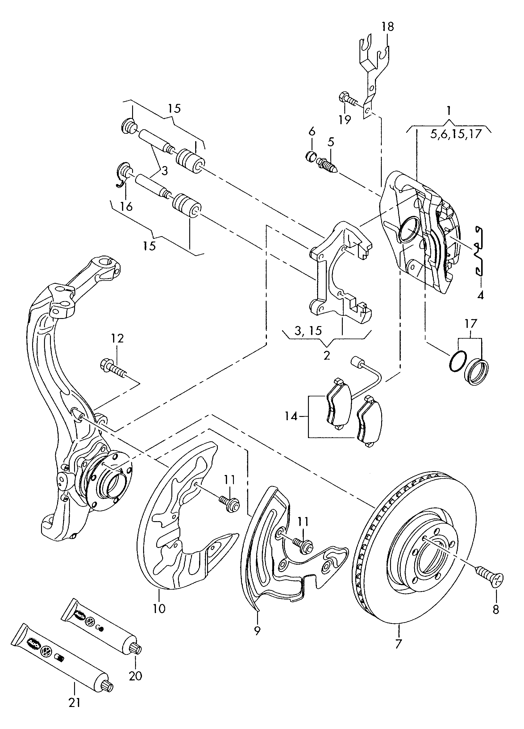 AUDI 4B0 698 151 AD - Əyləc altlığı dəsti, əyləc diski furqanavto.az