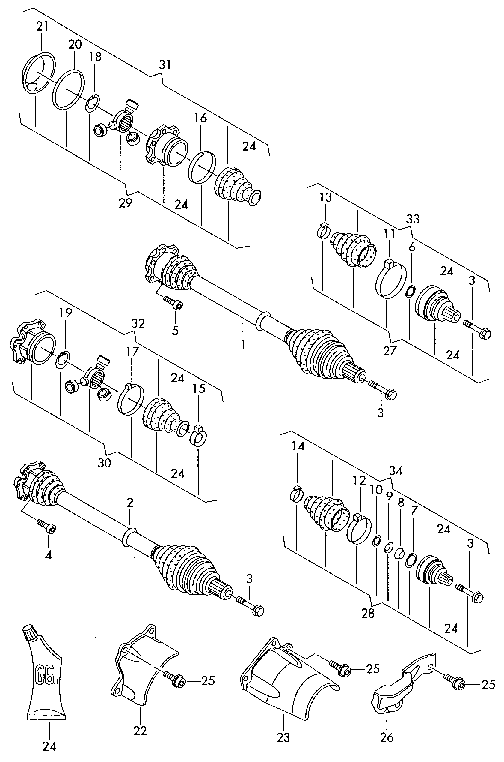 VW 8E0 498 099 D - Birləşmə dəsti, ötürücü val furqanavto.az