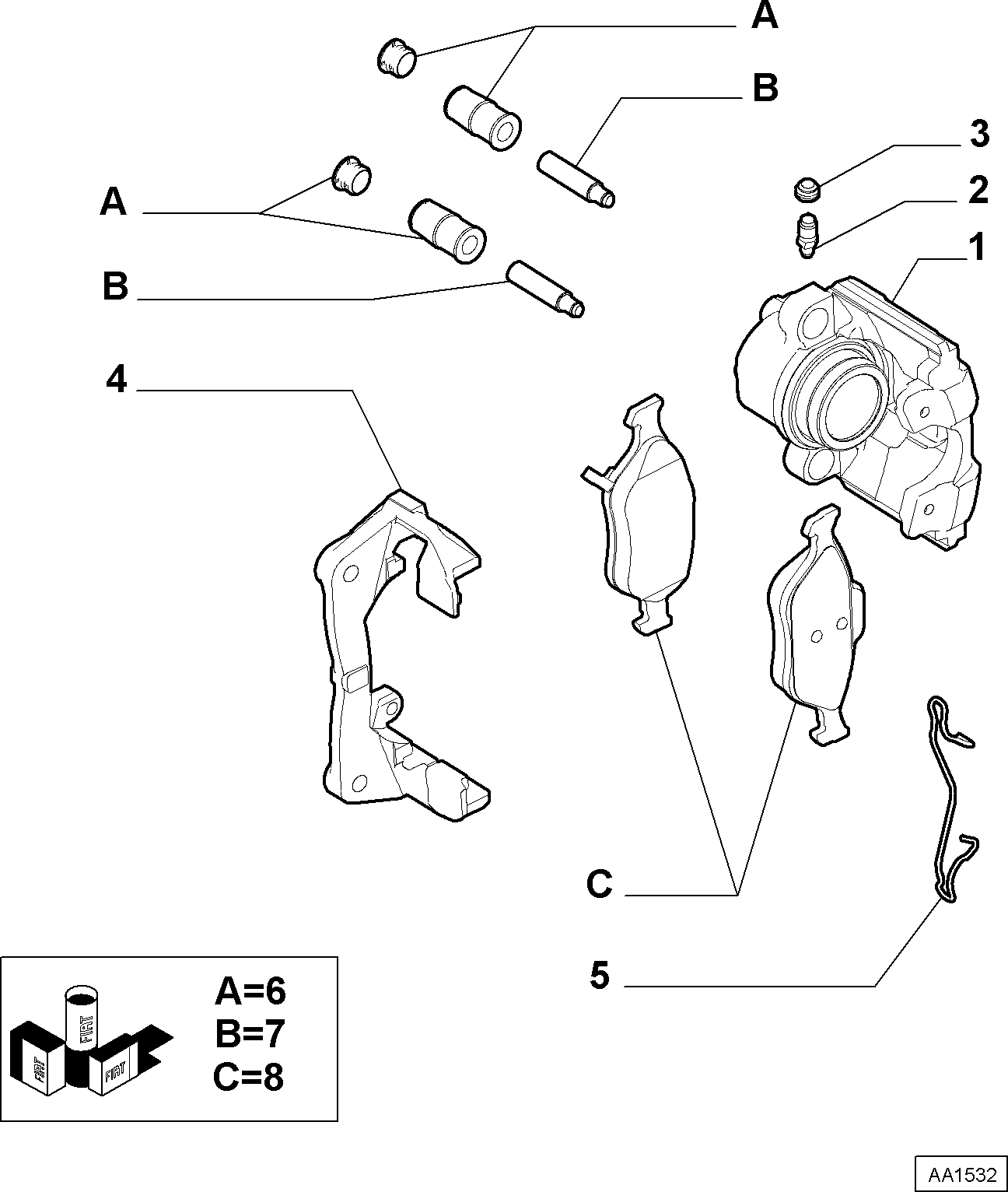 FIAT 77364228 - Disk əyləc pedləri üçün aksesuar dəsti furqanavto.az