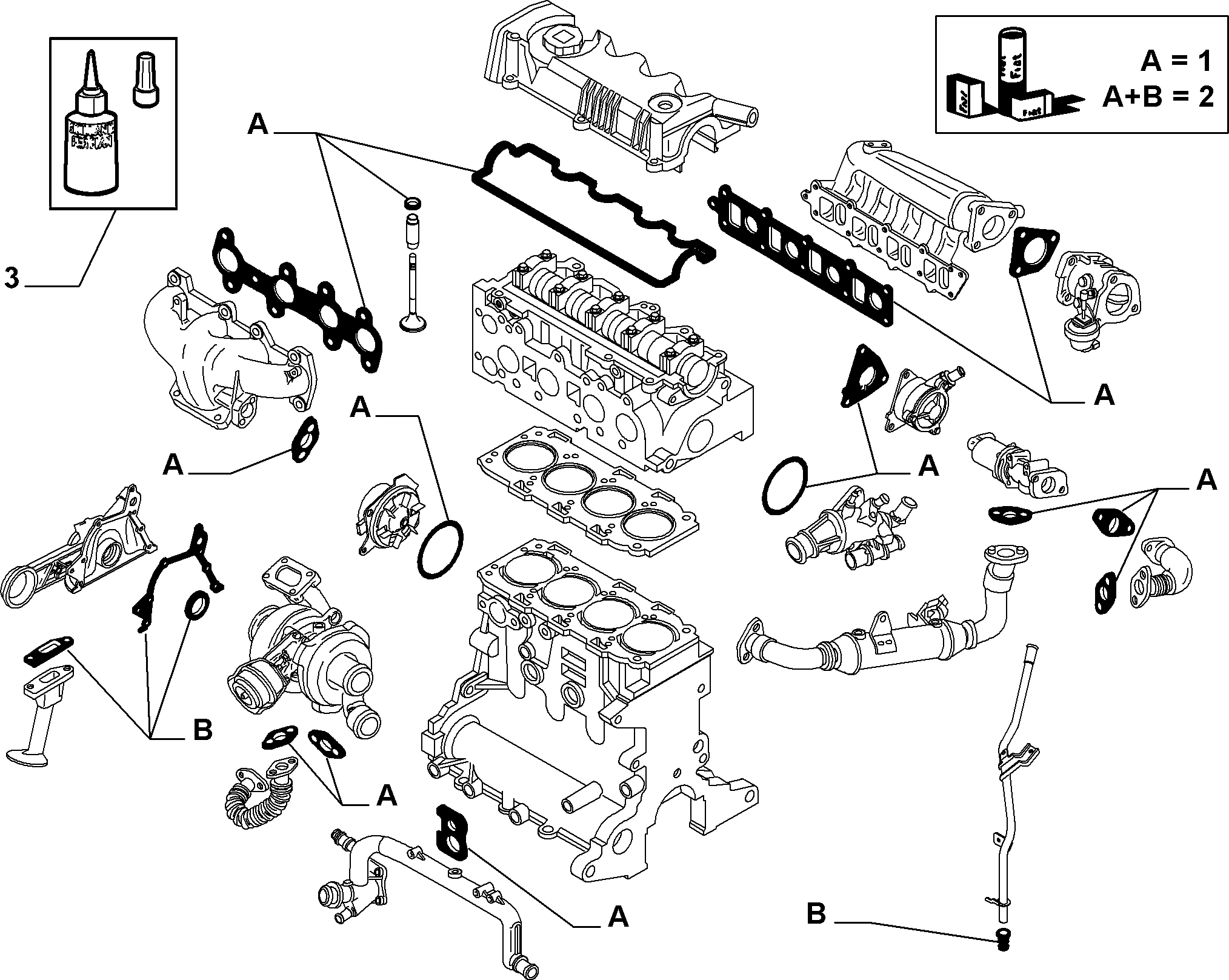 Lancia 71718658 - Conta dəsti, silindr başlığı furqanavto.az