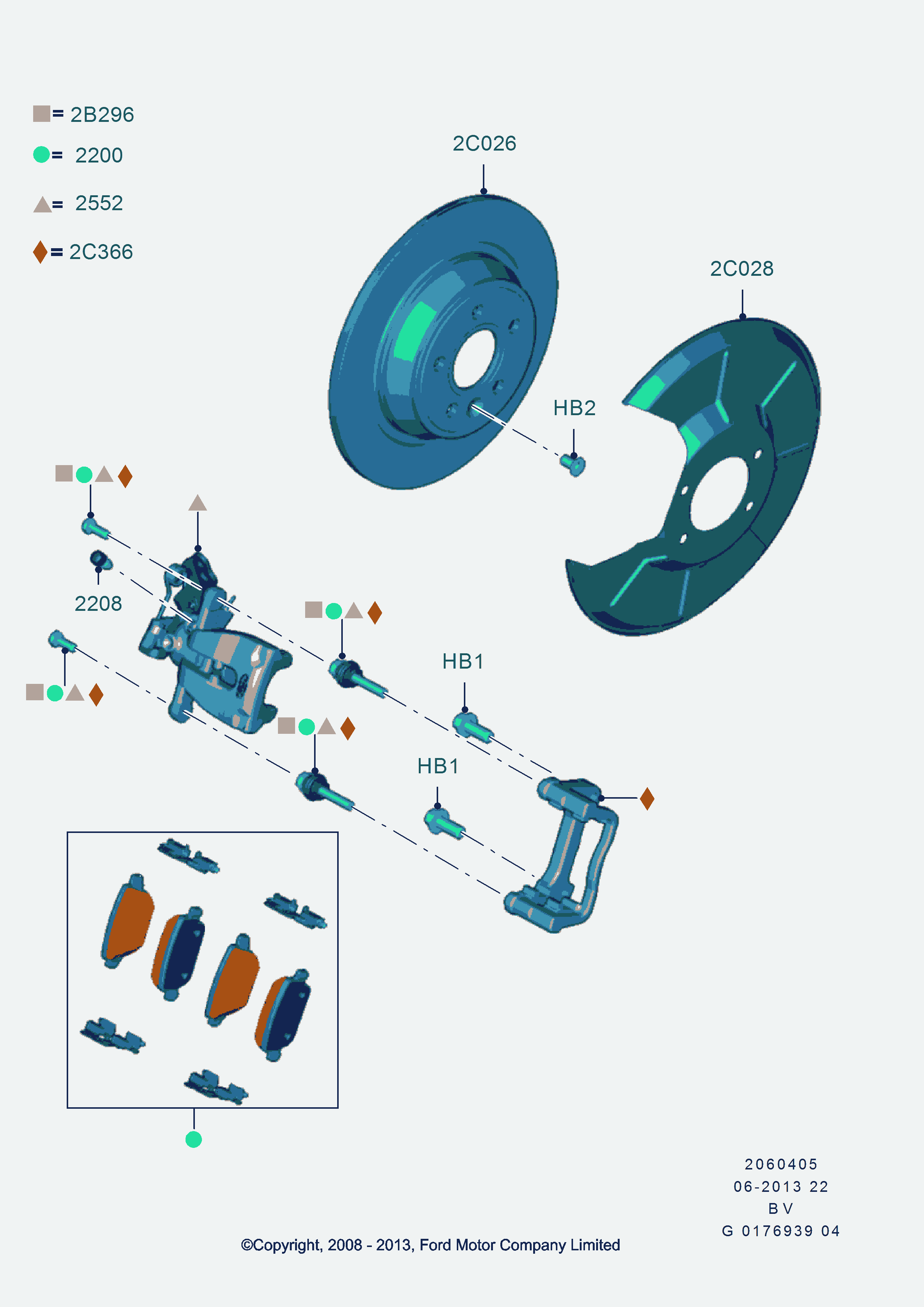 FORD 1756395 - Əyləc altlığı dəsti, əyləc diski furqanavto.az