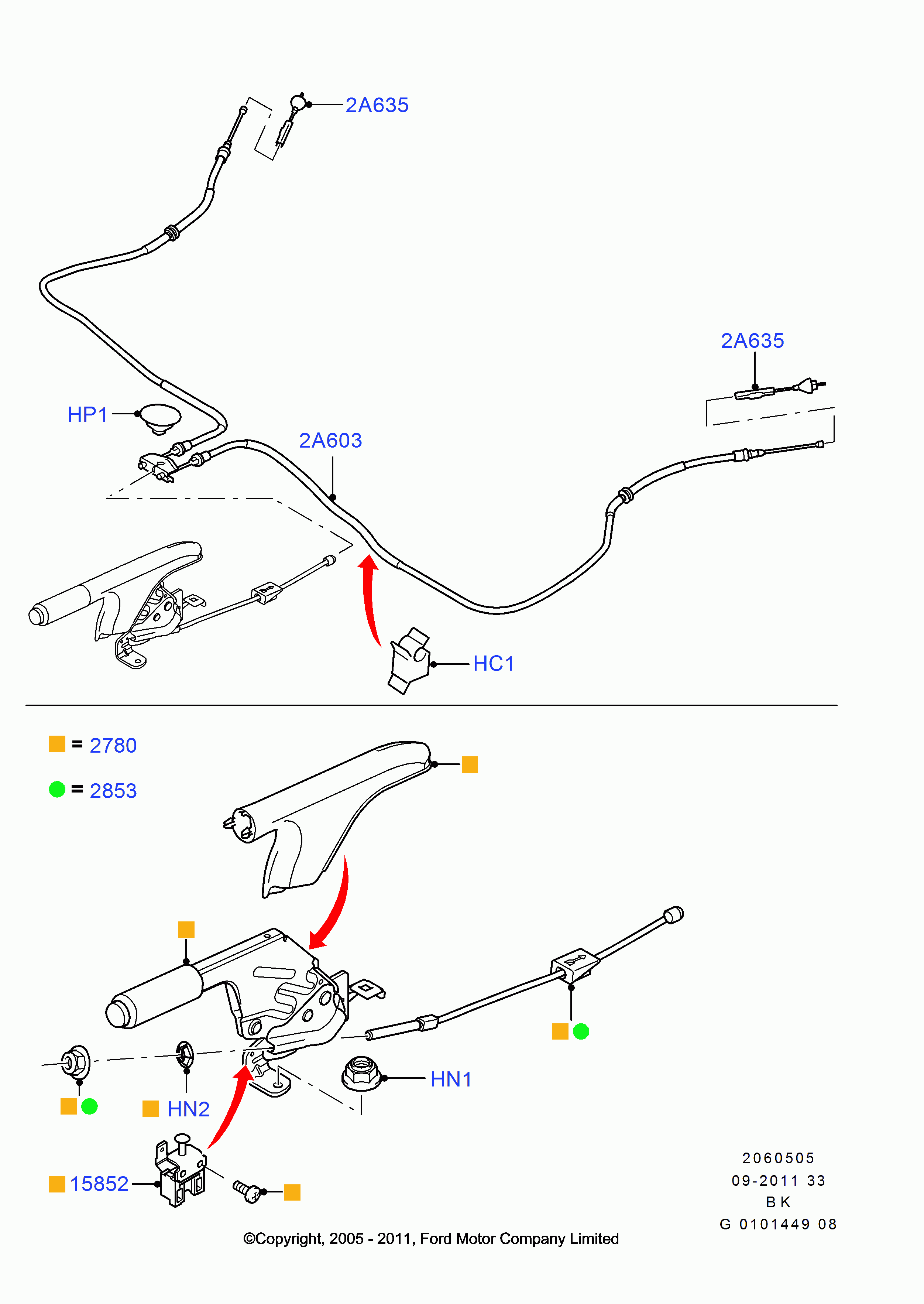 FORD 1502612 - Kabel, dayanacaq əyləci furqanavto.az