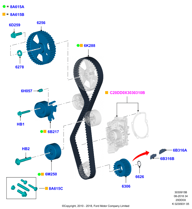 PEUGEOT 1 707 035 - Yönləndirmə / Bələdçi Kasnağı, v-yivli kəmər furqanavto.az