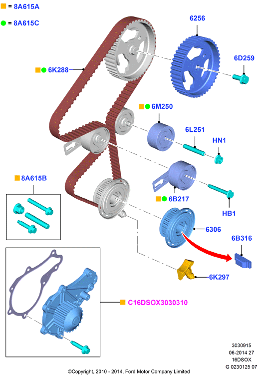 FORD 1759714 - Gərginlik kasnağı, vaxt kəməri furqanavto.az