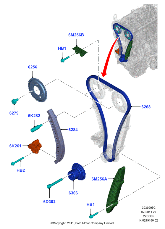 FORD 1107166 - Vaxt zəncirinin dəsti furqanavto.az