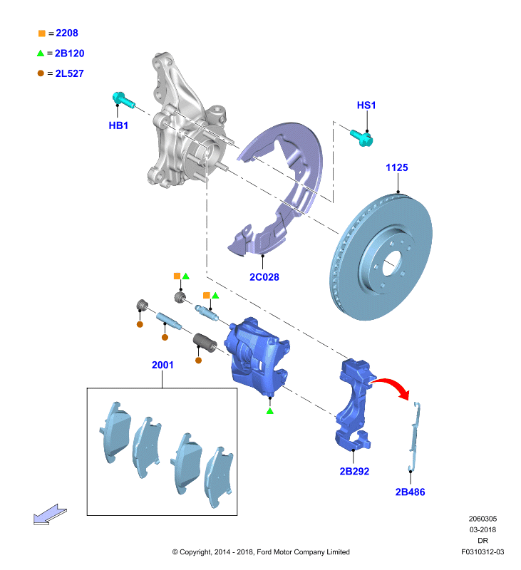 FORD USA 1884555 - Əyləc altlığı dəsti, əyləc diski furqanavto.az