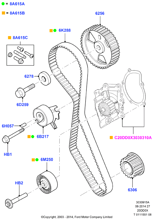 FORD 1855732 - Su Pompası və Vaxt Kəməri Dəsti furqanavto.az