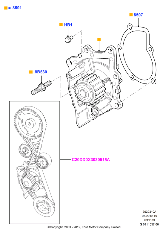 FORD 1870053 - Su Pompası və Vaxt Kəməri Dəsti furqanavto.az