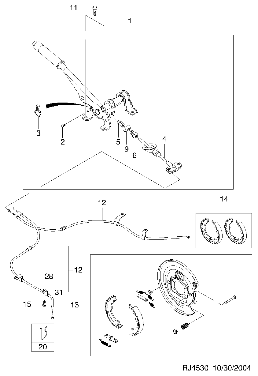 Chevrolet 96496764 - Əyləc başlığı dəsti, dayanacaq əyləci furqanavto.az