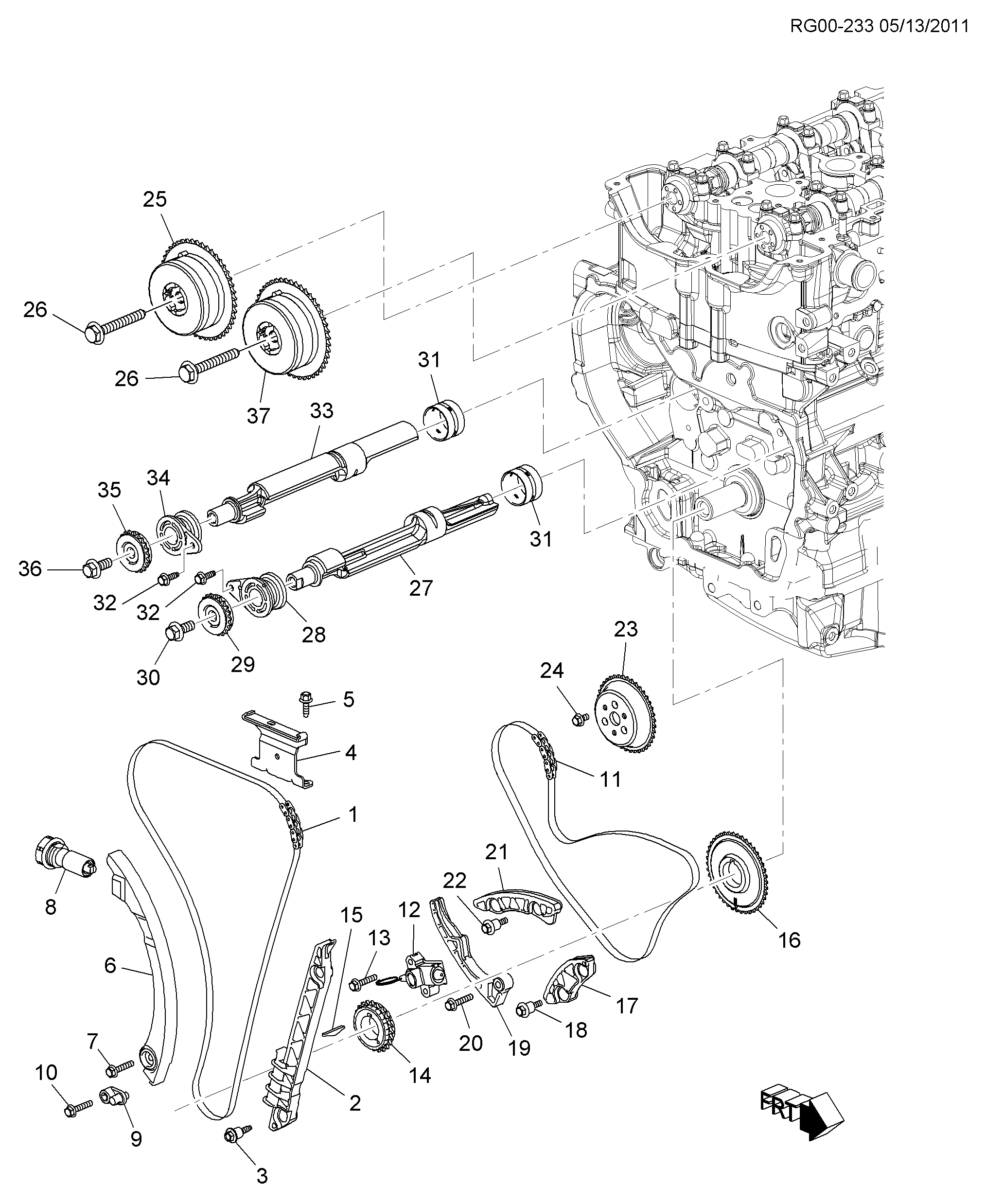 Chevrolet 12645237 - Vaxt zəncirinin dəsti furqanavto.az