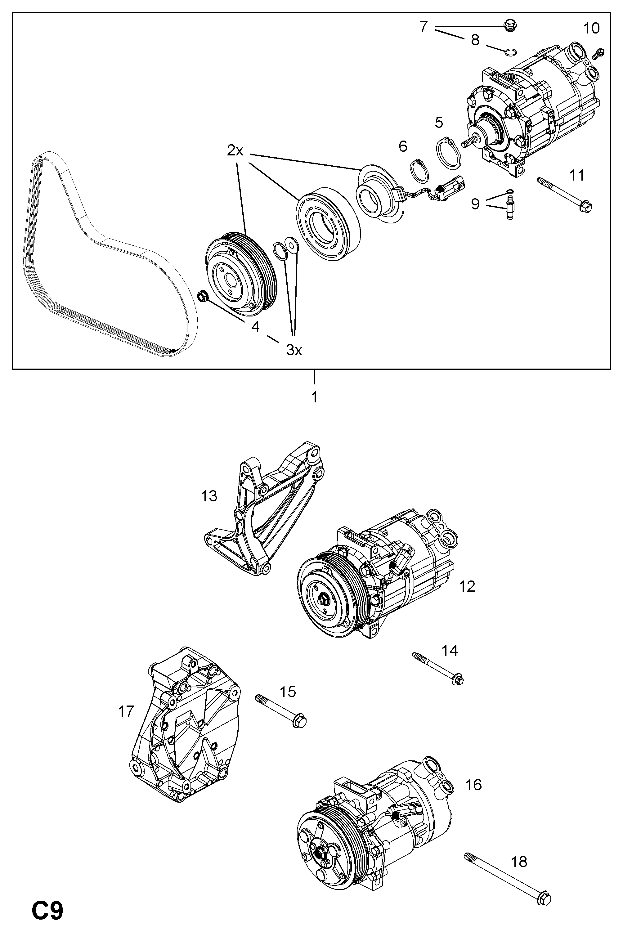 Vauxhall 12759394 - Kompressor, kondisioner furqanavto.az