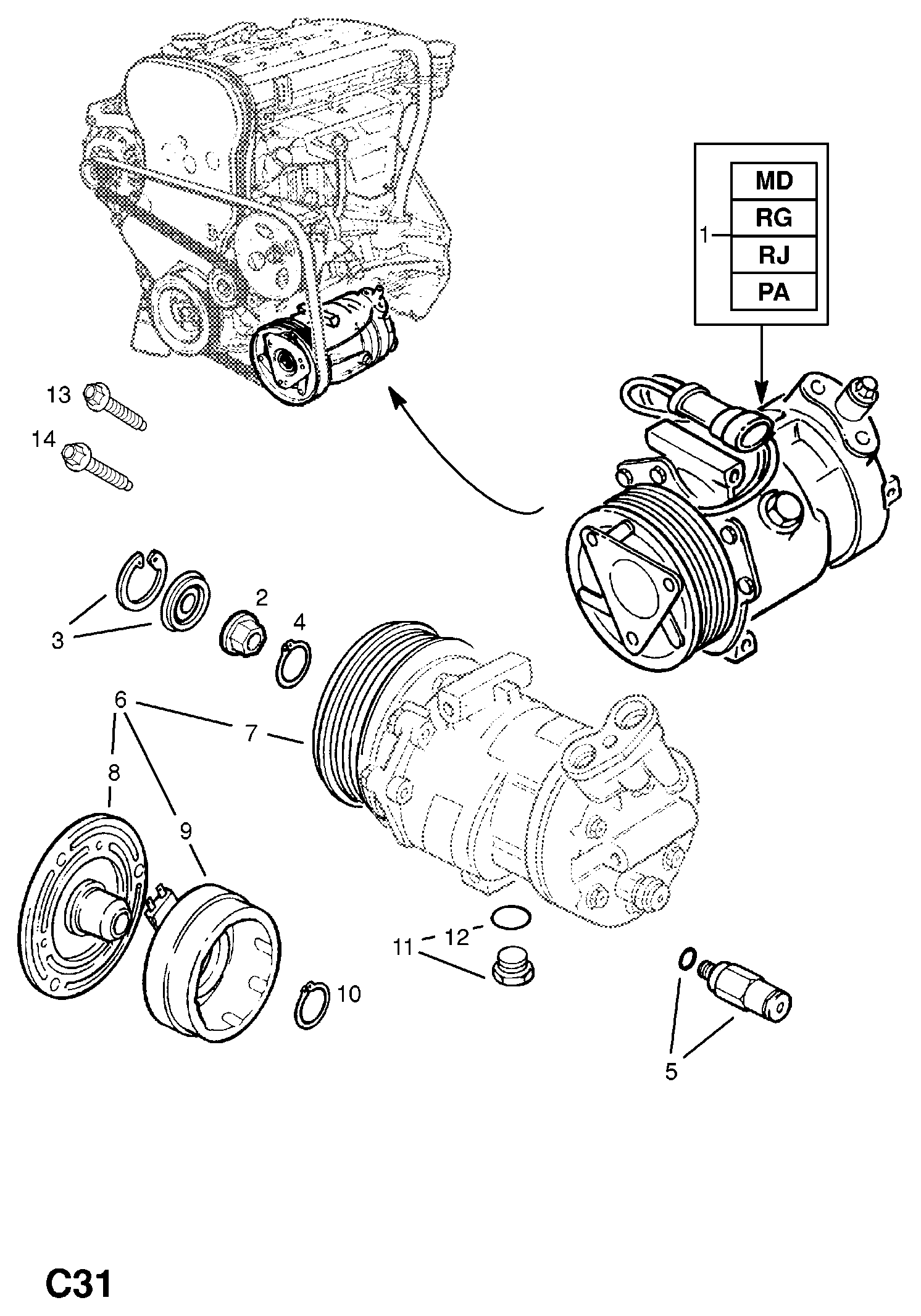 Opel 18 54 107 - Kompressor, kondisioner furqanavto.az