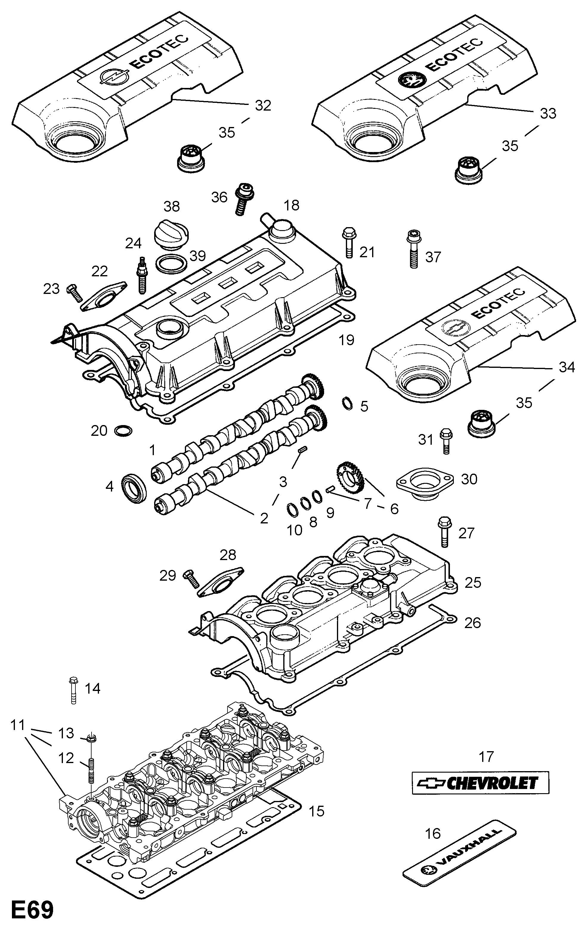 Vauxhall 607492 - Conta dəsti, silindr başlığı furqanavto.az