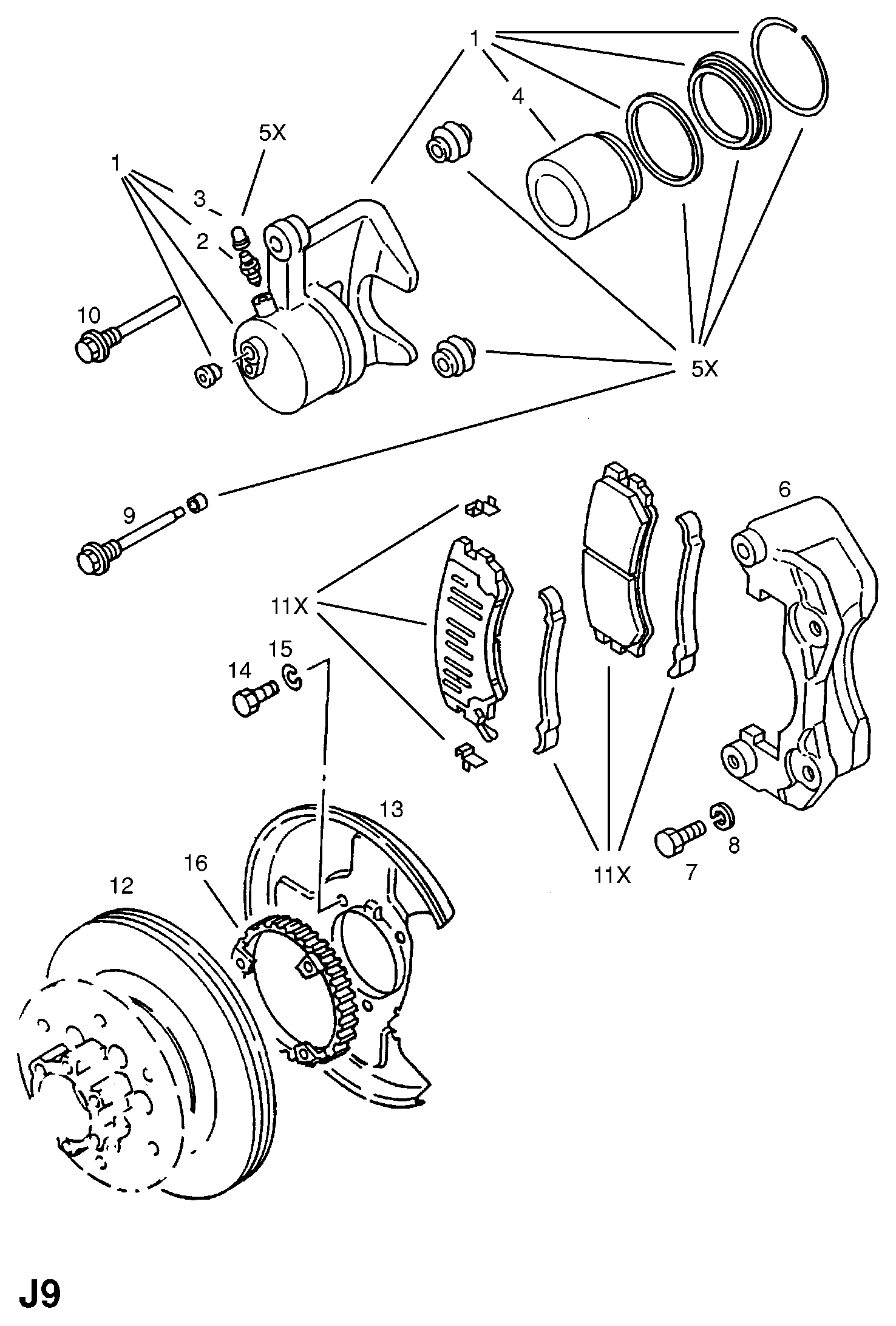 Vauxhall 1605852 - Əyləc altlığı dəsti, əyləc diski furqanavto.az