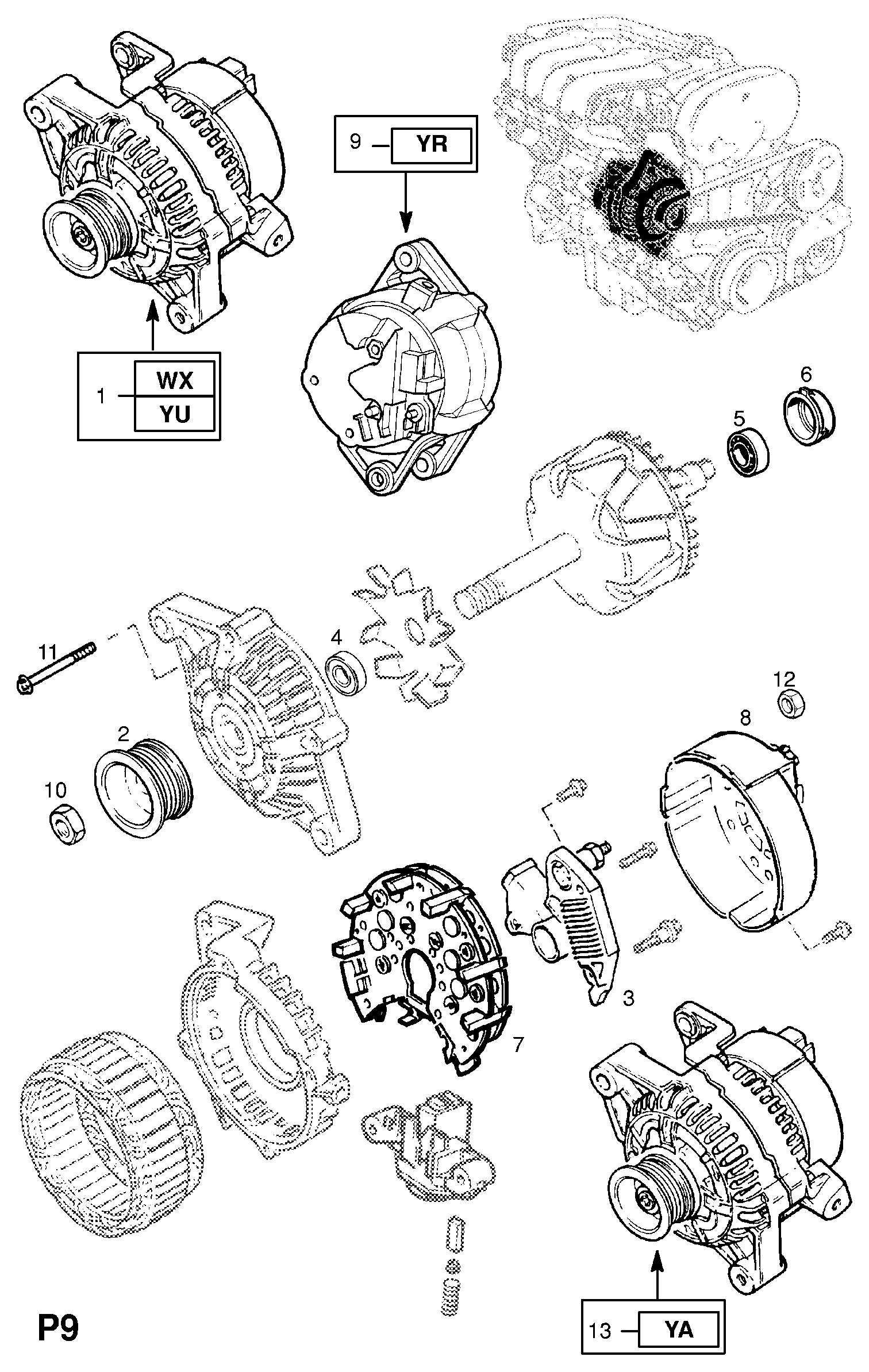 Vauxhall 12 04 412 - Kasnak, alternator, sərbəst dönərli mufta furqanavto.az