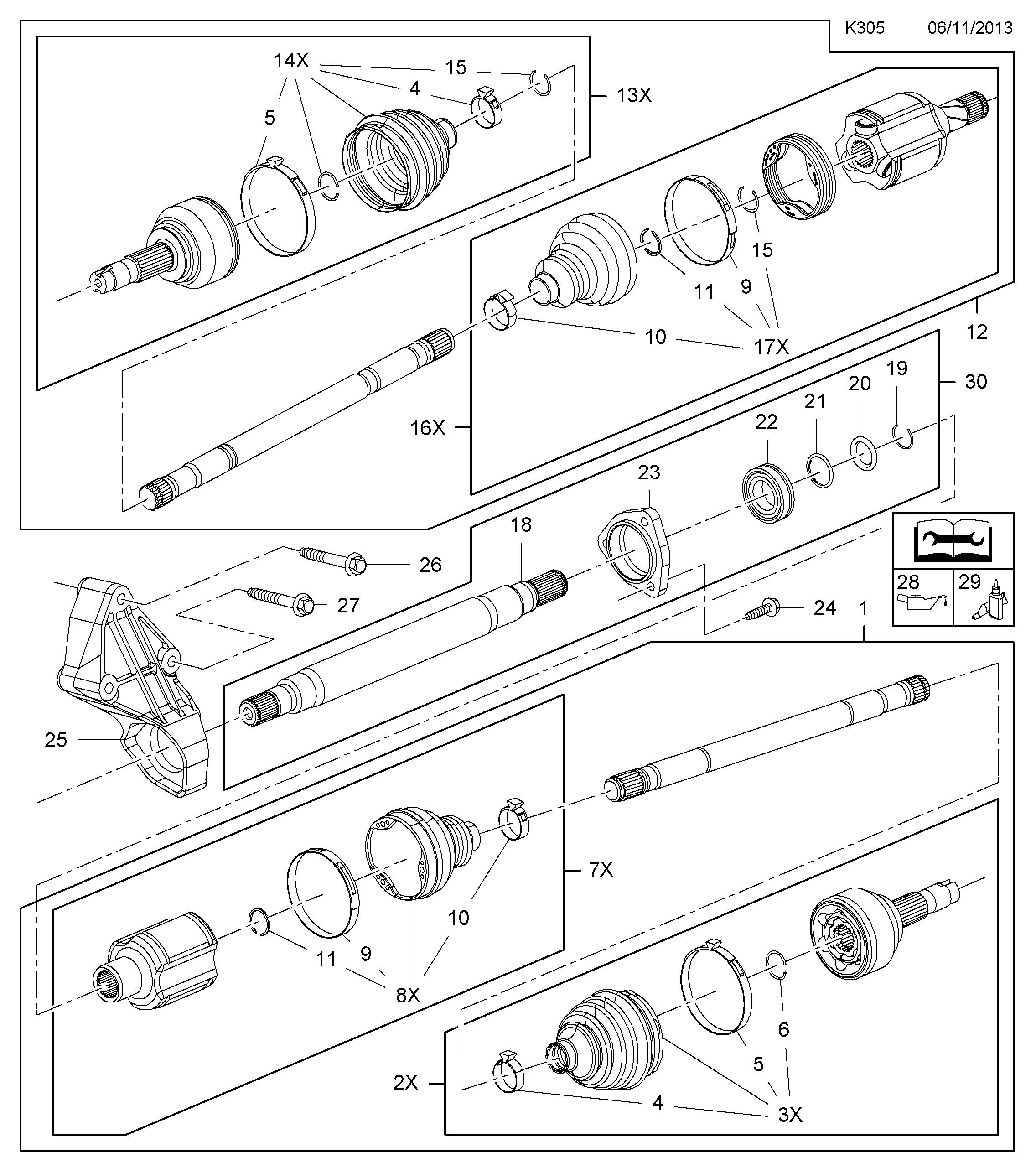 Opel 1603038 - Birləşmə dəsti, ötürücü val furqanavto.az